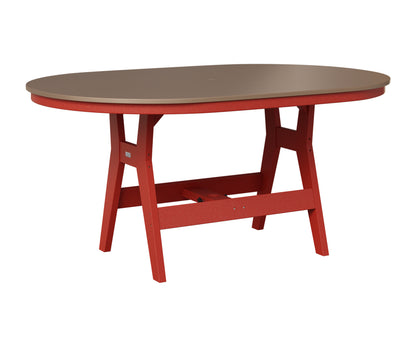 Berlin Gardens Harbor 44" x 64" Oblong Table in Scarlet Red, Hammered Bronze top