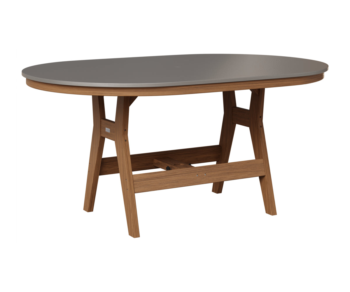 Berlin Gardens Harbor 44" x 64" Oblong Table in Antique Mahogany, Hammered Stainless top