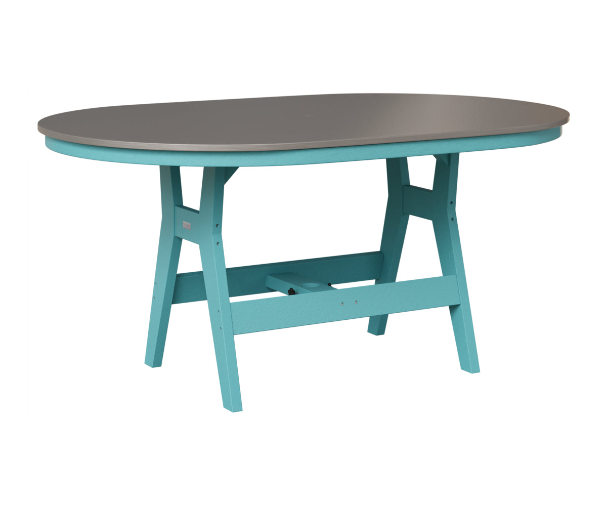 Berlin Gardens Harbor 44" x 64" Oblong Table in Aruba Blue, Hammered Stainless top