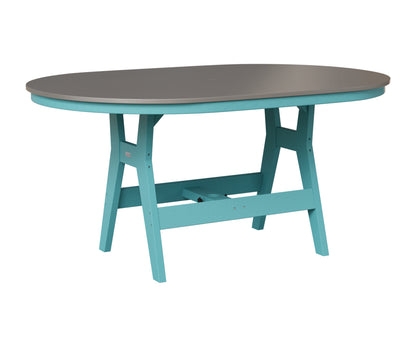 Berlin Gardens Harbor 44" x 64" Oblong Table in Aruba Blue, Hammered Stainless top