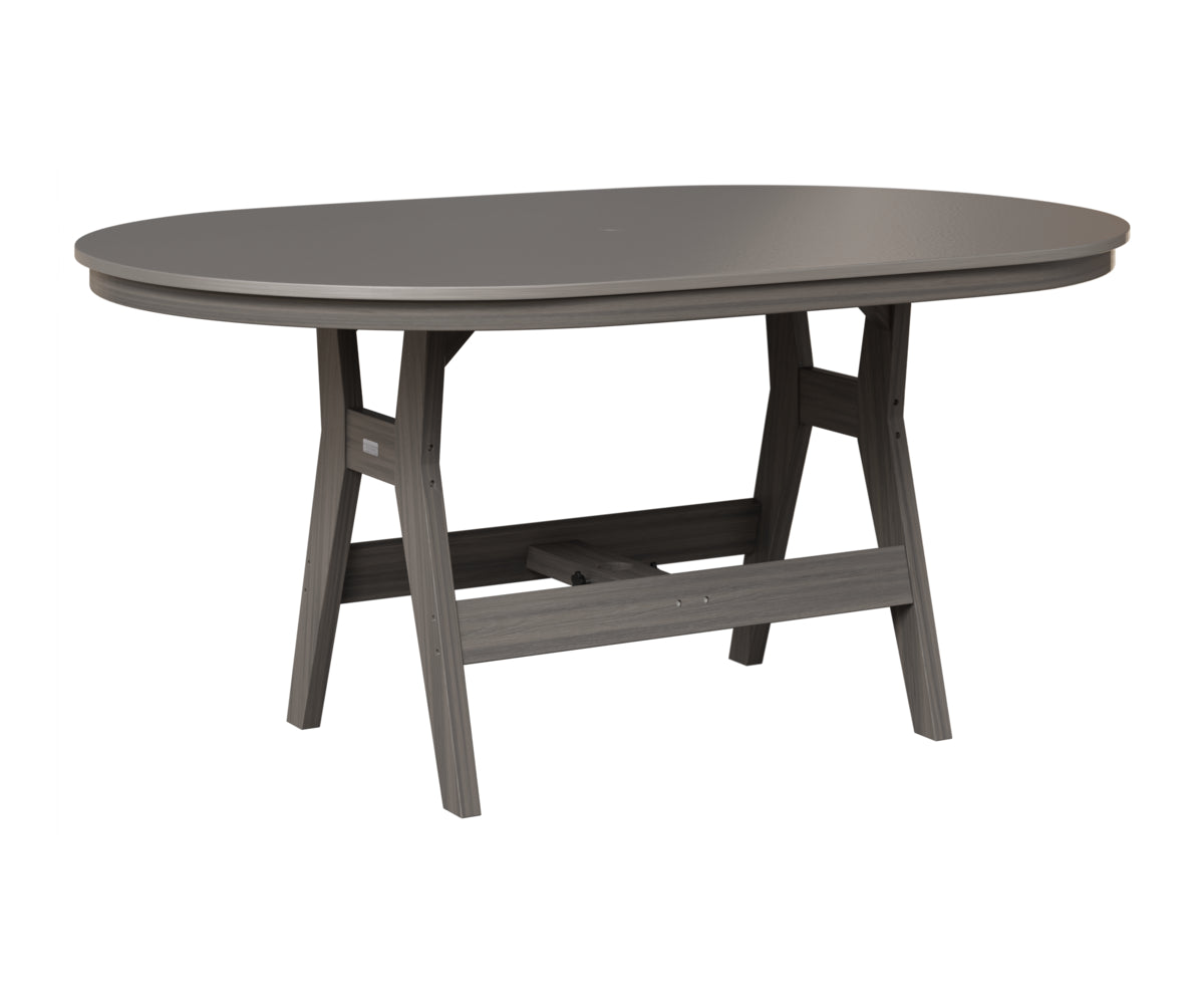 Berlin Gardens Harbor 44" x 64" Oblong Table in Coastal Gray, Hammered Stainless top