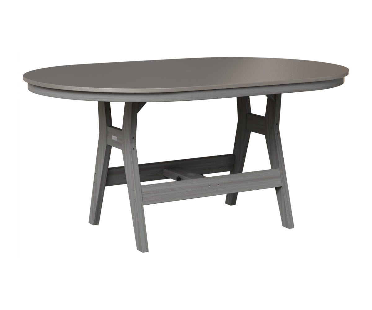 Berlin Gardens Harbor 44" x 64" Oblong Table in Driftwood Gray, Hammered Stainless top