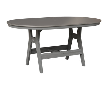 Berlin Gardens Harbor 44" x 64" Oblong Table in Driftwood Gray, Hammered Stainless top