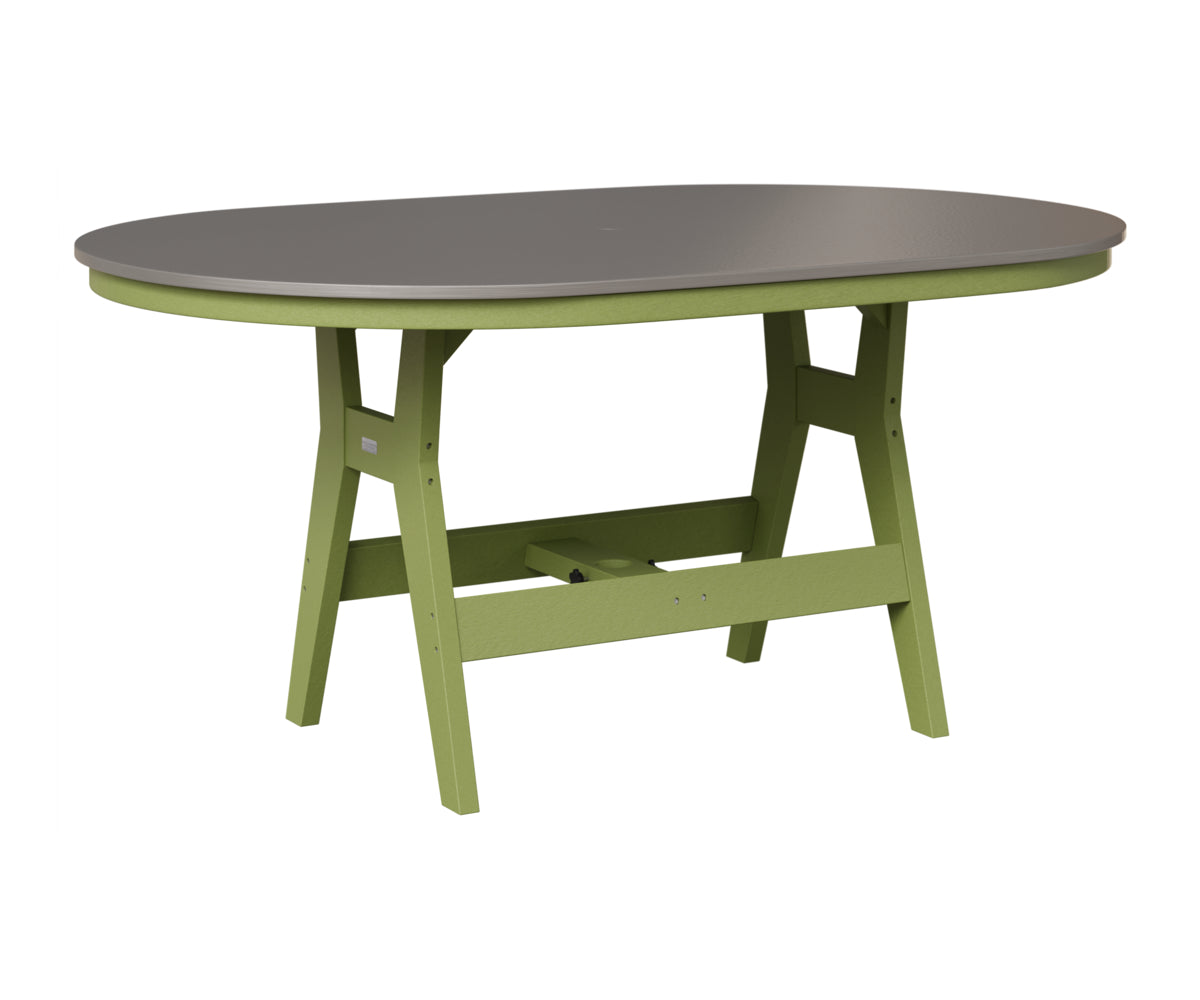 Berlin Gardens Harbor 44" x 64" Oblong Table in Kiwi Green, Hammered Stainless top