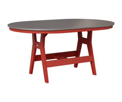 Berlin Gardens Harbor 44" x 64" Oblong Table in Scarlet Red, Hammered Stainless top