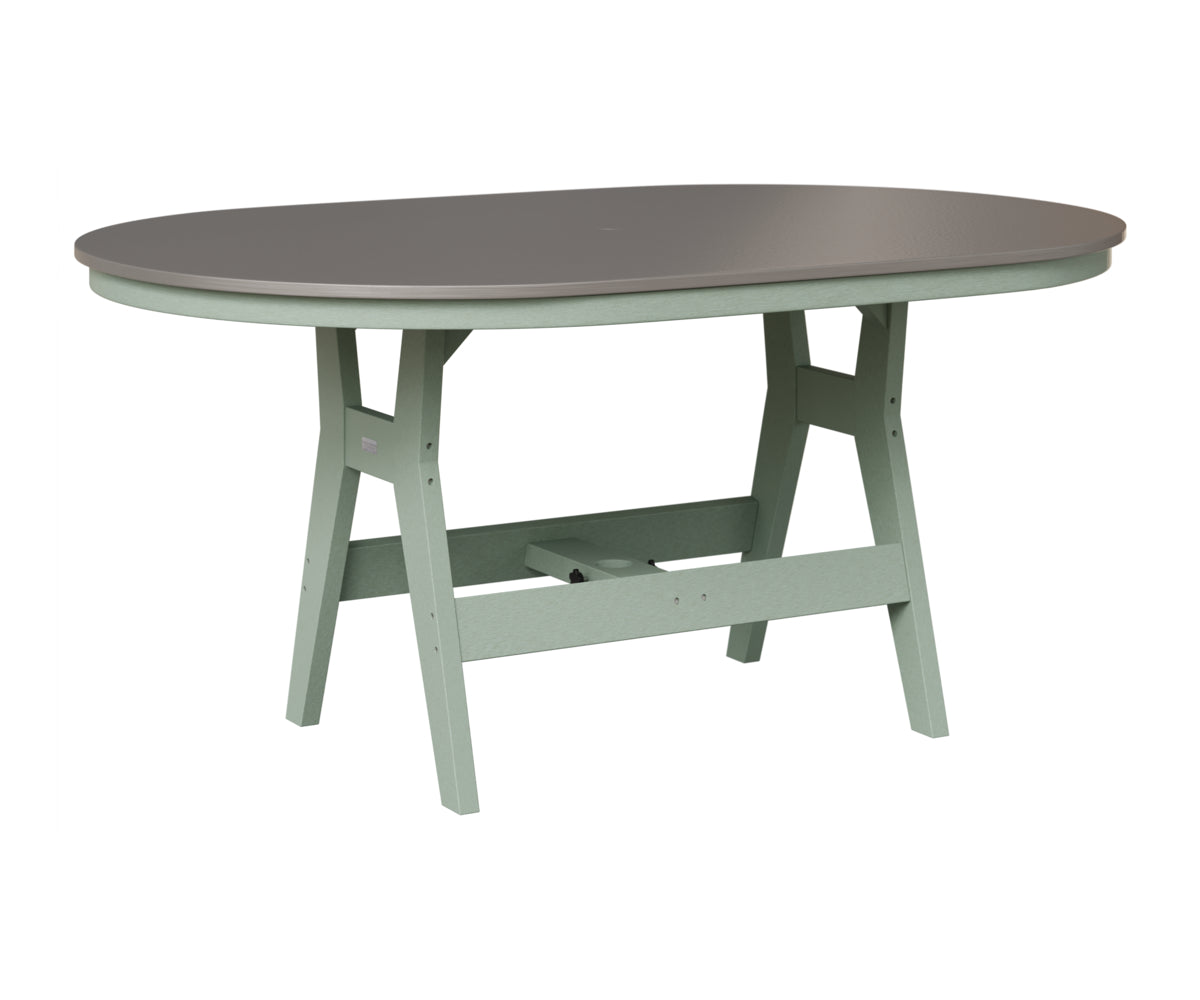 Berlin Gardens Harbor 44" x 64" Oblong Table in Sea Foam, Hammered Stainless top