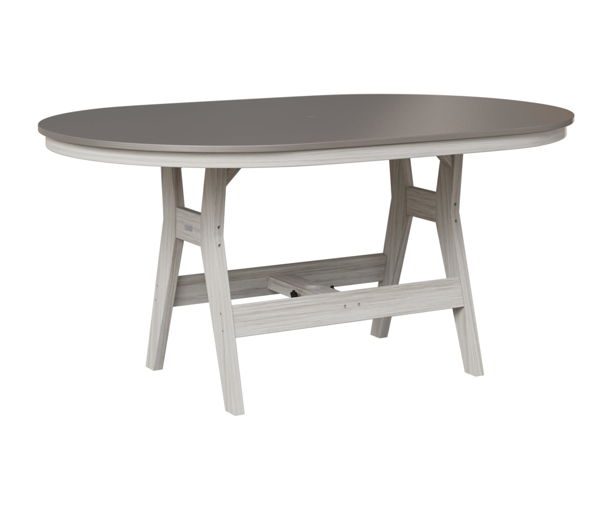 Berlin Gardens Harbor 44" x 64" Oblong Table in Seashell, Hammered Stainless top