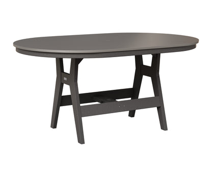 Berlin Gardens Harbor 44" x 64" Oblong Table in Smoke Gray, Hammered Stainless top