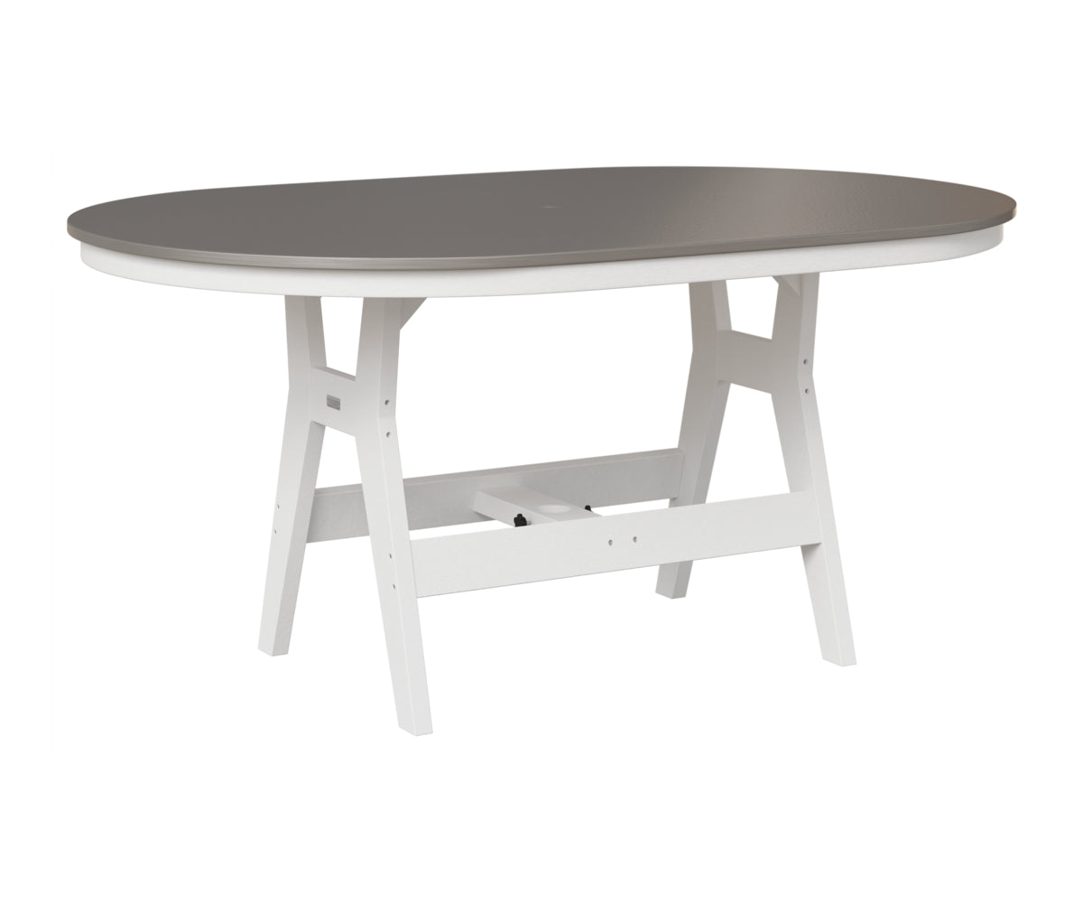 Berlin Gardens Harbor 44" x 64" Oblong Table in White, Hammered Stainless top