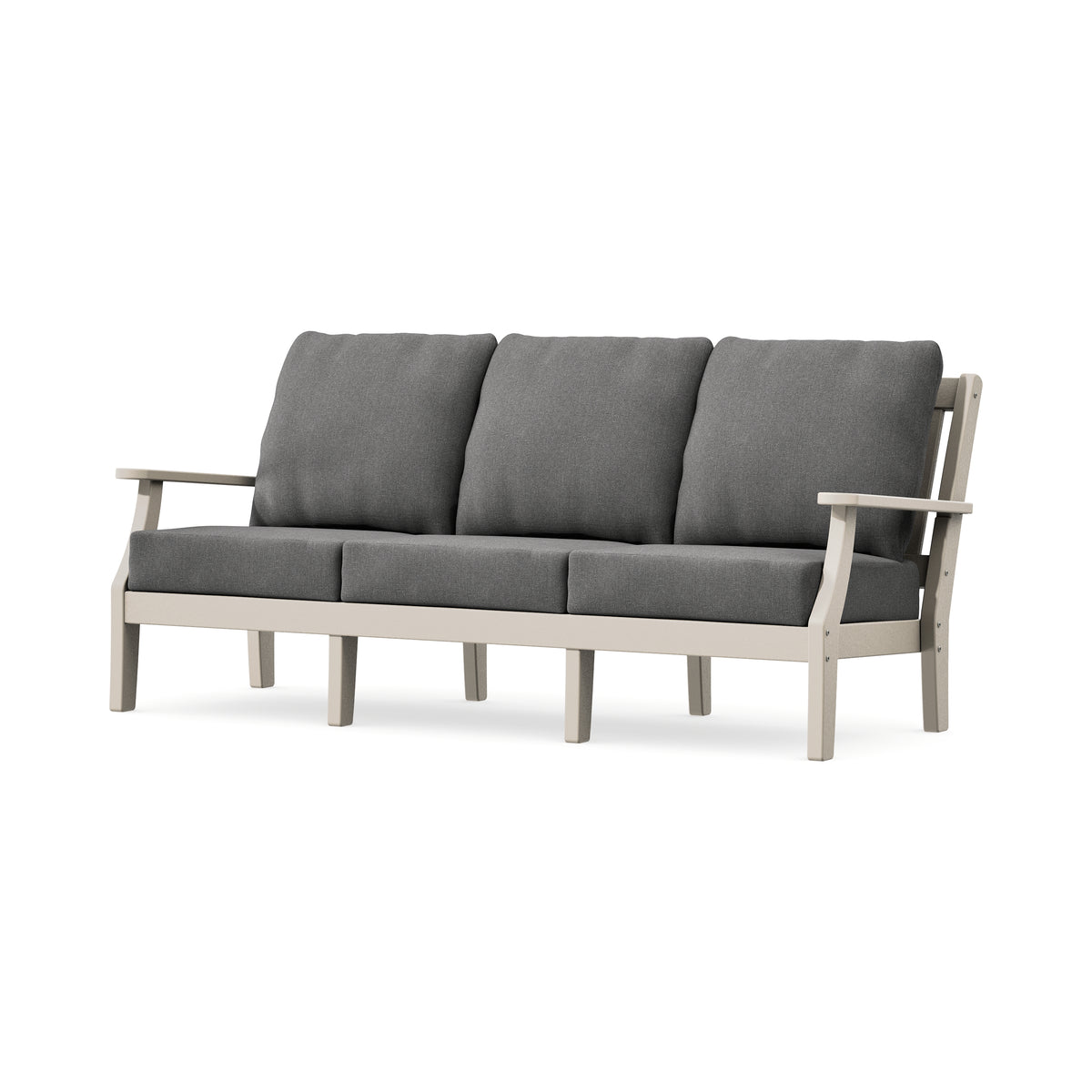 POLYWOOD Chinoiserie Deep Seating Sofa in Sand / Ash Charcoal