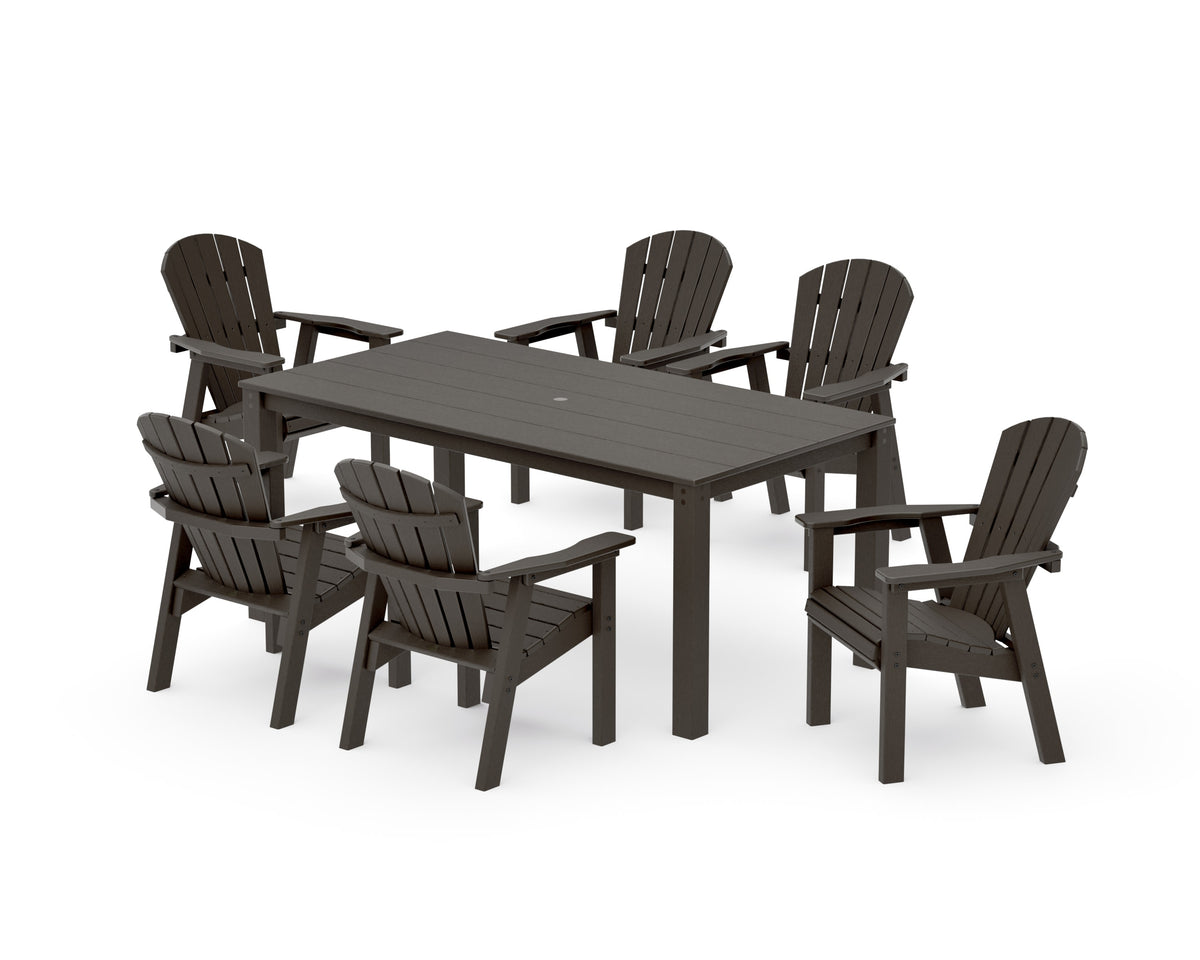 POLYWOOD Seashell 7-Piece Parsons Dining Set in Vintage Coffee