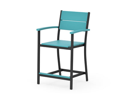 POLYWOOD Main Street Counter Arm Chair in Black / Aruba
