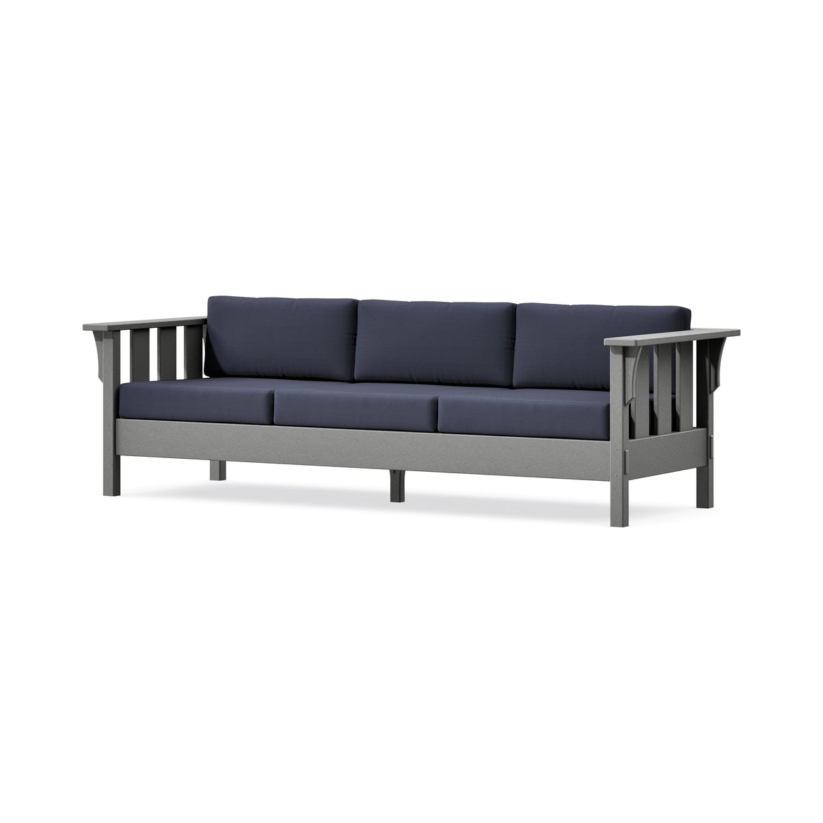 POLYWOOD Acadia Deep Seating Sofa in Slate Grey / Navy Linen
