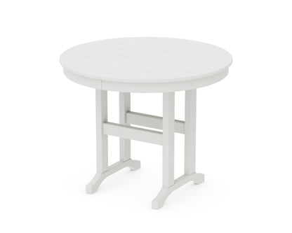 POLYWOOD 36" Round Farmhouse Dining Table in Vintage White