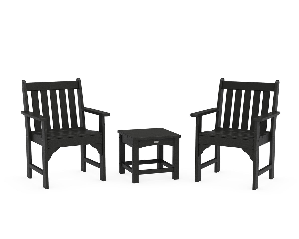 POLYWOOD Vineyard 3-Piece Garden Chair Set in Black