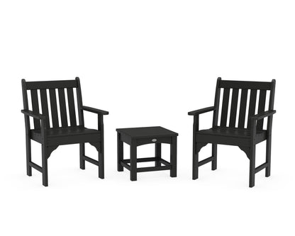 POLYWOOD Vineyard 3-Piece Garden Chair Set in Black