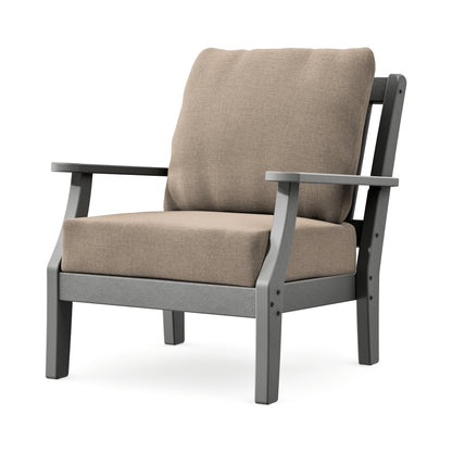 POLYWOOD Chinoiserie Deep Seating Chair in Slate Grey / Spiced Burlap