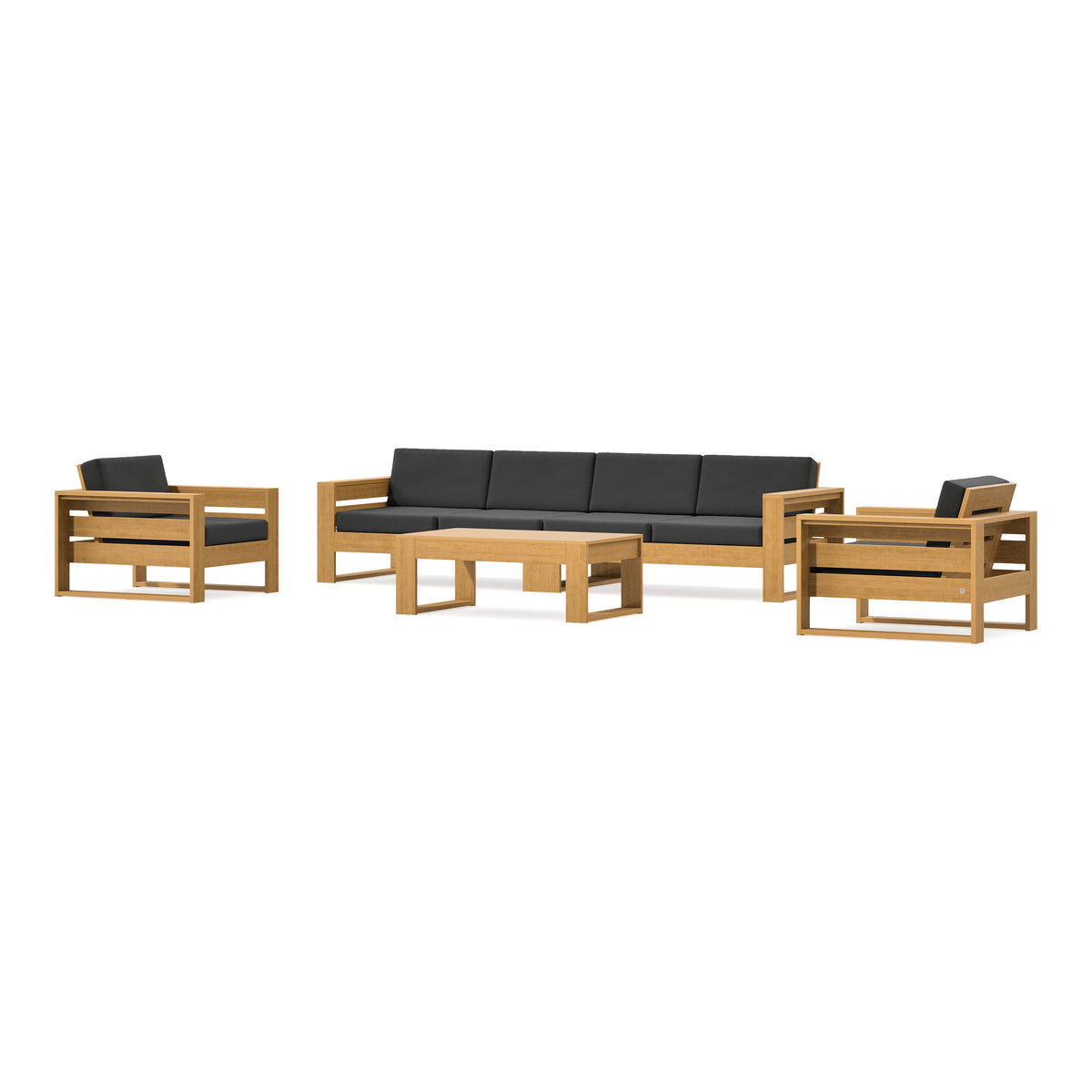 POLYWOOD PW Designer Series Latitude 5-Piece Lounge Sofa Set in Natural / Spectrum Carbon