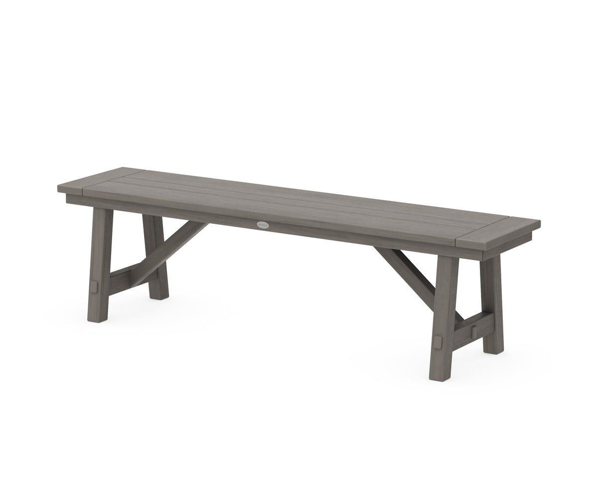 POLYWOOD Rustic Farmhouse 60" Backless Bench in Driftwood