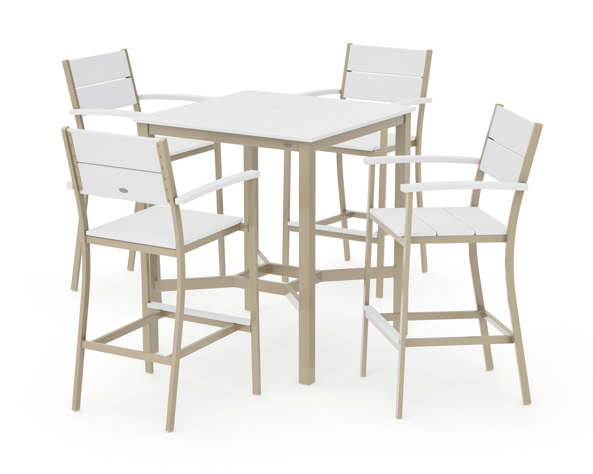 POLYWOOD Main Street 5-Piece Bar Set in Sand / White