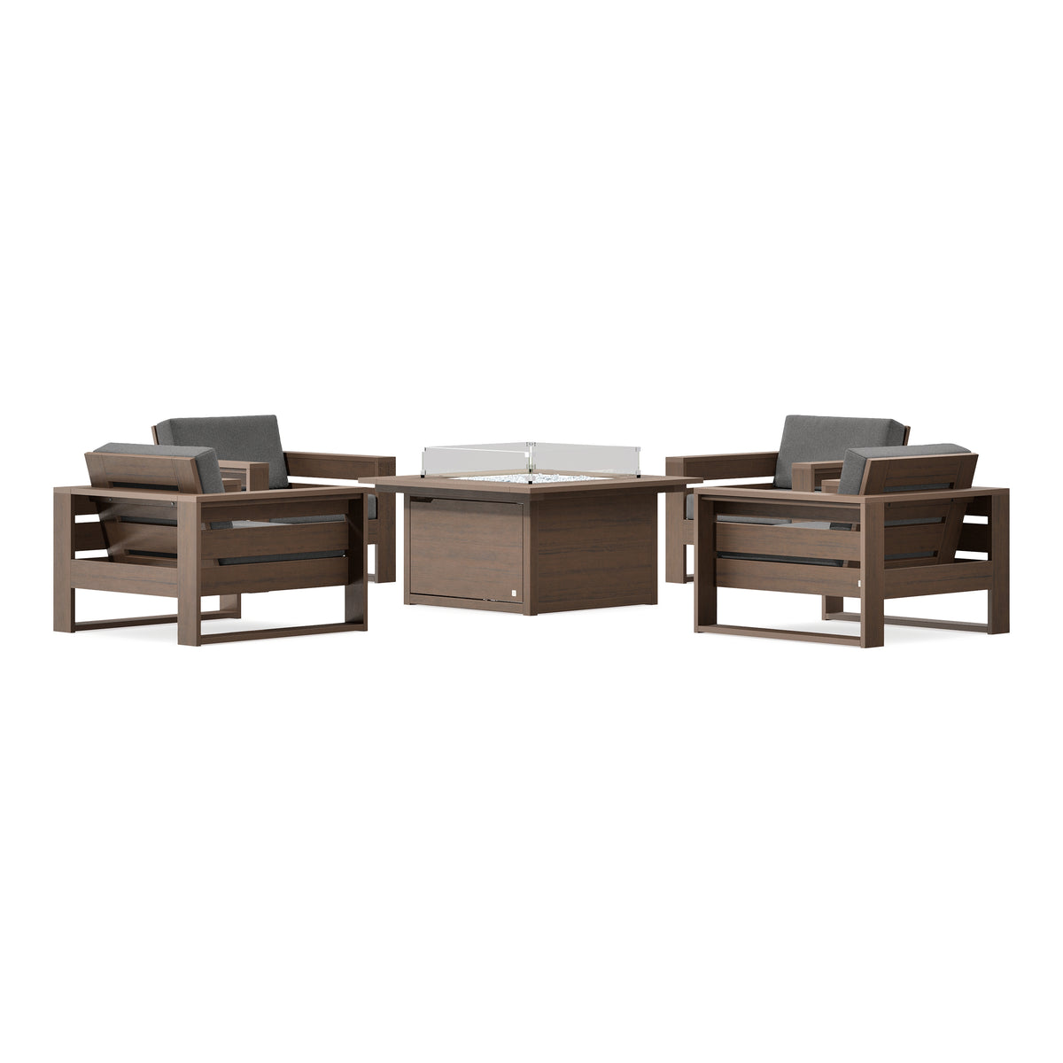 POLYWOOD PW Designer Series Latitude 5-Piece Lounge Fire Table Set in Kona / Ash Charcoal