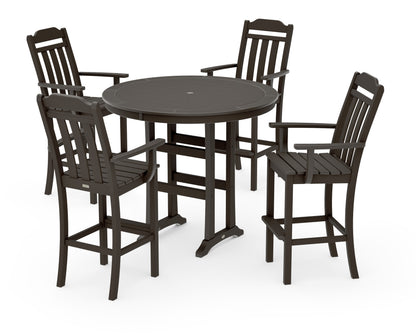 POLYWOOD Cottage 5-Piece Round Bar Set in Vintage Coffee