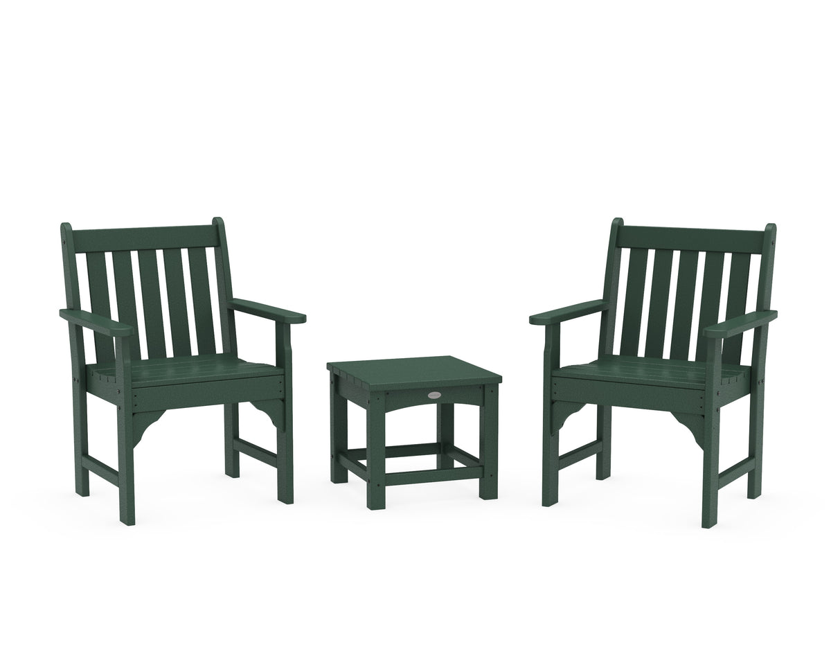 POLYWOOD Vineyard 3-Piece Garden Chair Set in Green