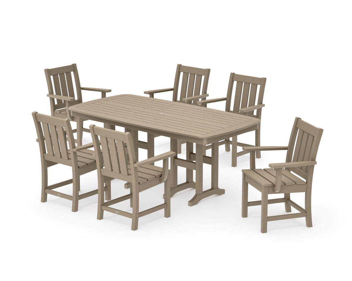 POLYWOOD Oxford Arm Chair 7-Piece Dining Set in Vintage Sahara