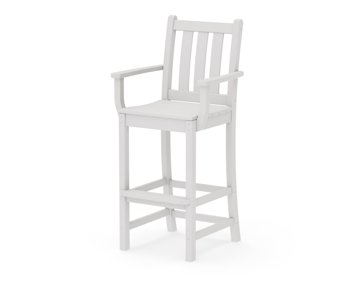 POLYWOOD Traditional Garden Bar Arm Chair in Vintage White