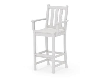 POLYWOOD Traditional Garden Bar Arm Chair in Vintage White