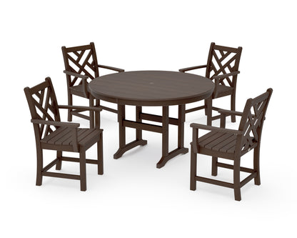 POLYWOOD Chippendale 5-Piece Round Farmhouse Dining Set in Kona