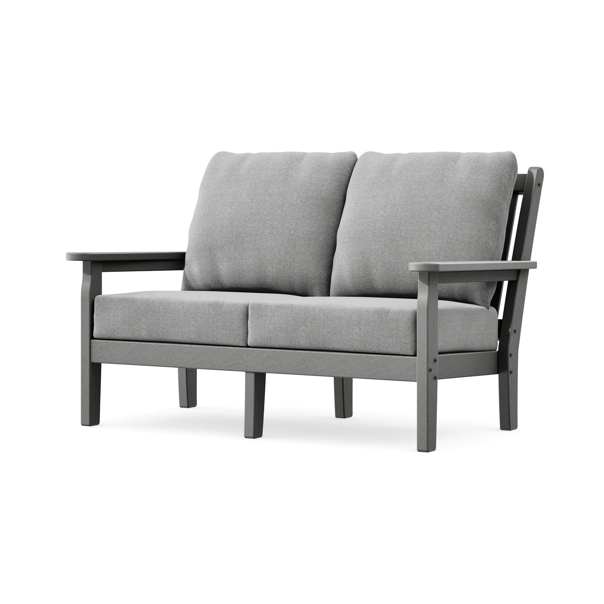 POLYWOOD Chippendale Deep Seating Loveseat in Slate Grey / Grey Mist
