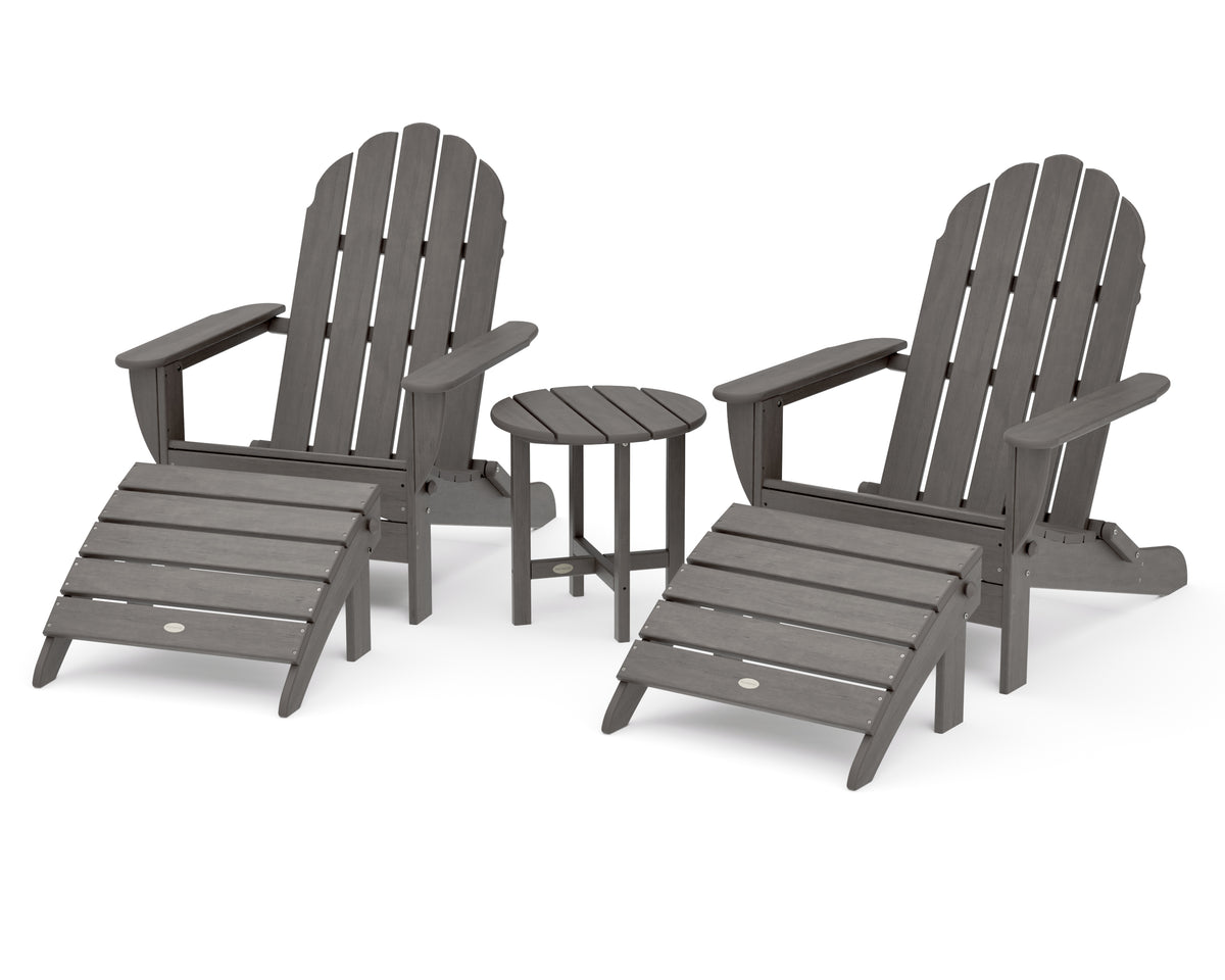 POLYWOOD Classic Oversized Adirondack 5-Piece Casual Set in Driftwood