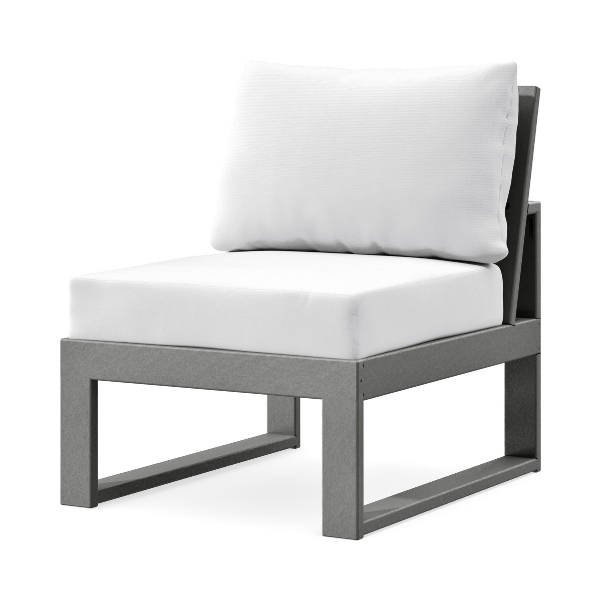 POLYWOOD Modular Armless Chair in Slate Grey / Natural