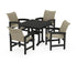 POLYWOOD Coastal Woven 5-Piece Dining Set with Trestle Legs in Black / Dune Grass