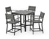 POLYWOOD Main Street 5-Piece Counter Set in Black / Slate Grey