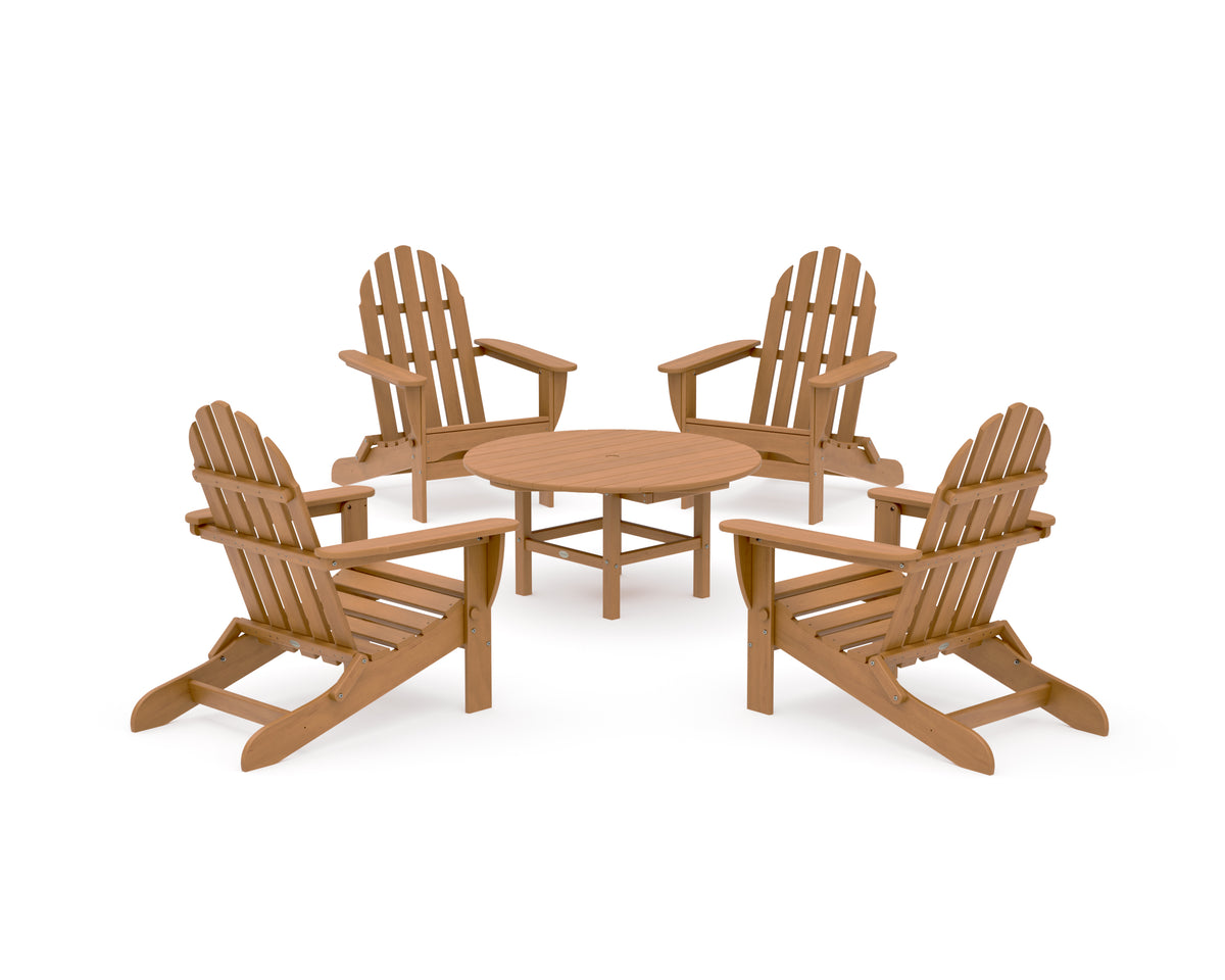 POLYWOOD Classic Folding Adirondack 5-Piece Conversation Group in Natural