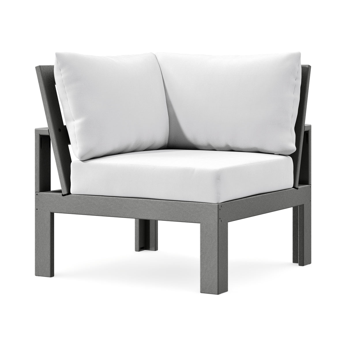 POLYWOOD Modular Corner Chair in Slate Grey / Natural