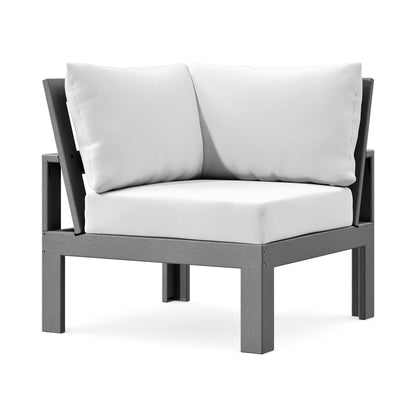 POLYWOOD Modular Corner Chair in Slate Grey / Natural