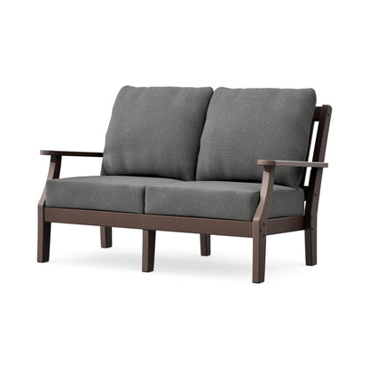 POLYWOOD Chinoiserie Deep Seating Loveseat in Mahogany / Ash Charcoal