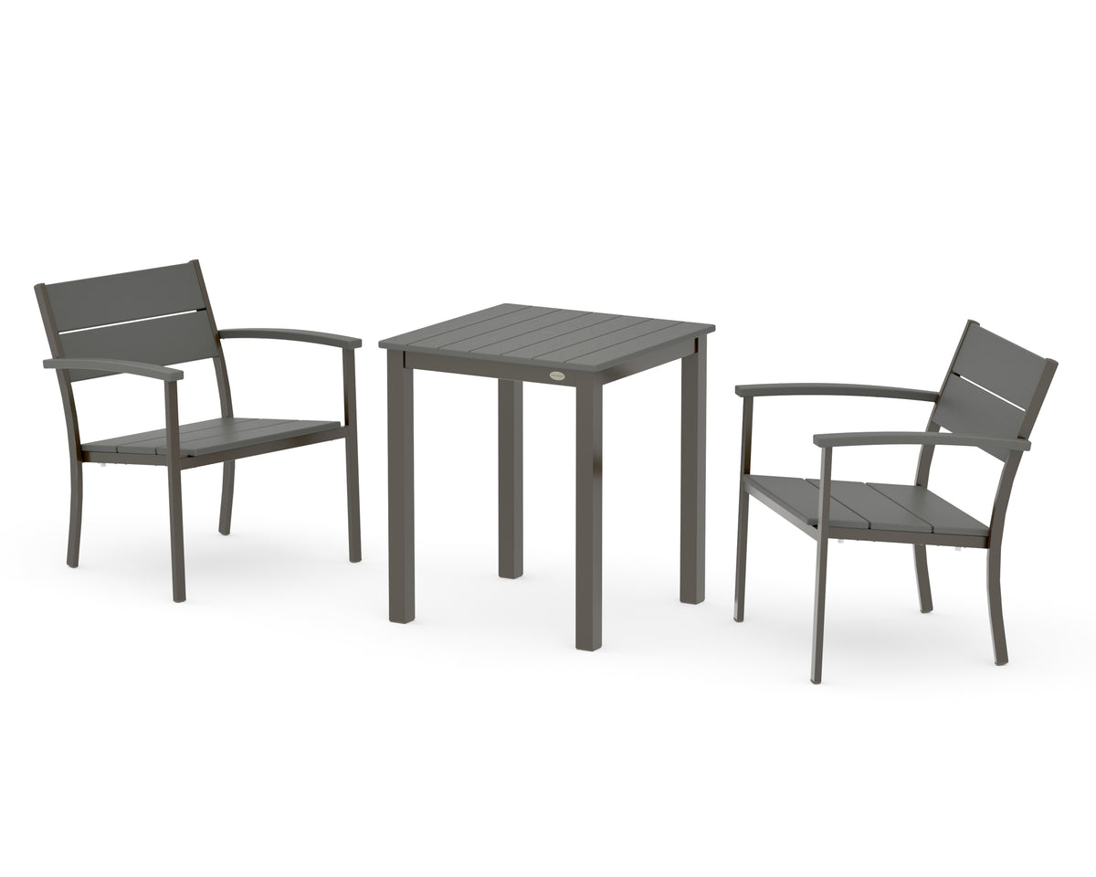 POLYWOOD Main Street 3-Piece Square Dining Set in Bronze / Slate Grey
