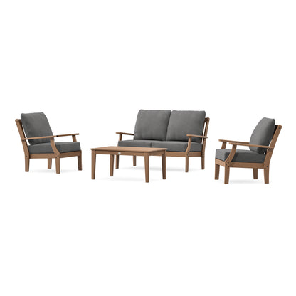 POLYWOOD Braxton 4-Piece Deep Seating Chair Set in Teak