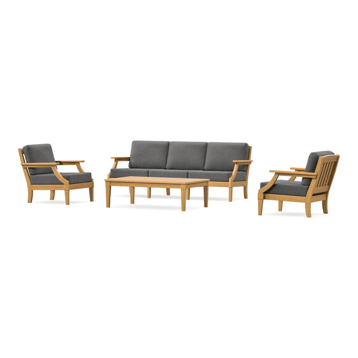 POLYWOOD PW Designer Series Estate 4-Piece Lounge Sofa Set in Natural / Ash Charcoal