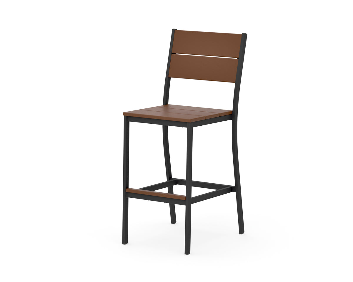 POLYWOOD Main Street Bar Side Chair in Black / Teak