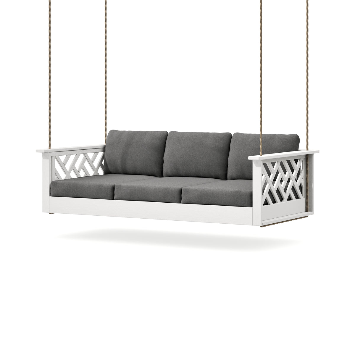 POLYWOOD Chippendale Daybed Swing in Vintage White / Ash Charcoal