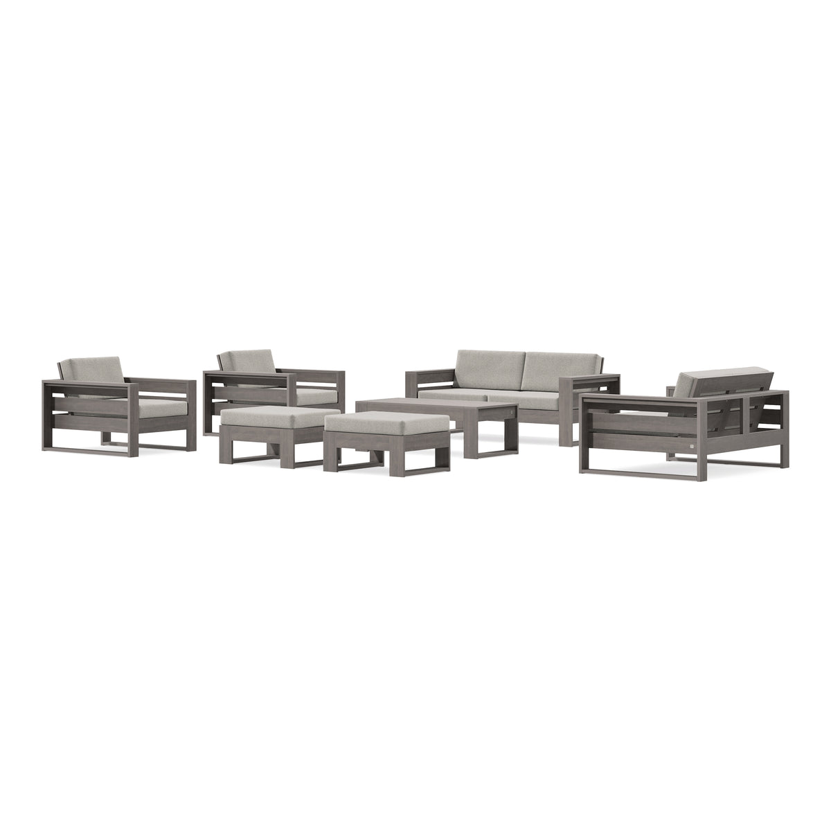POLYWOOD PW Designer Series Latitude 7-Piece Lounge Loveseat Set in Driftwood / Weathered Tweed