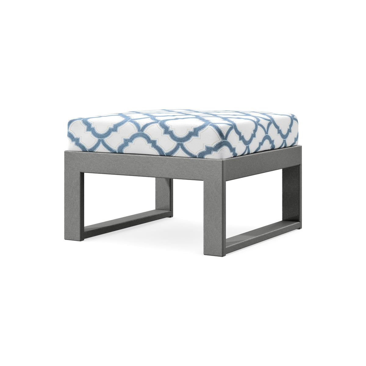 POLYWOOD Modular Ottoman - Modern in Slate Grey / Trellis Sky Blue