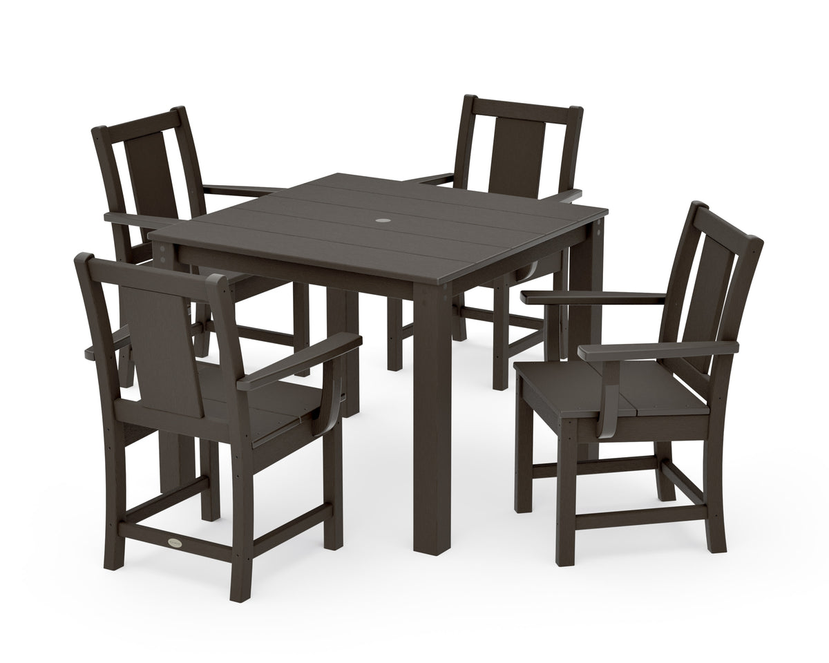 POLYWOOD Prairie 5-Piece Parsons Dining Set in Vintage Coffee