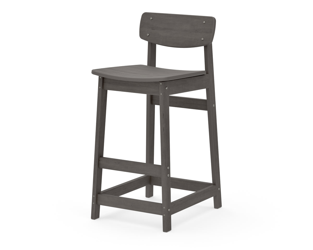 POLYWOOD Modern Studio Urban Lowback Bar Chair in Driftwood