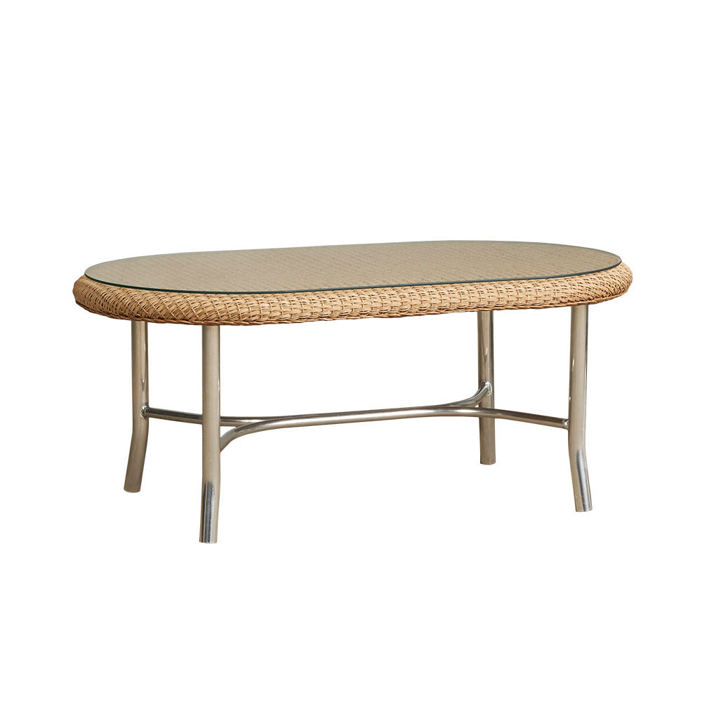 Lloyd Flanders Lloyd Loom 43" Oval Cocktail Table – Mini-Random Weave, lifestyle photo 1